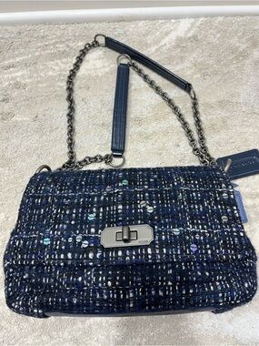 Coach Navy Tweed Shoulder Bag -crossbody too!